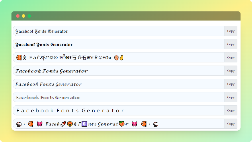 A screenshot
              of the Facebook Fonts Generator website